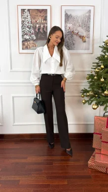 Wiskozowe spodnie Daren czekoladowe