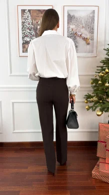 Wiskozowe spodnie Daren czekoladowe