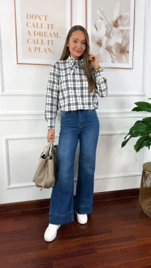 Bawełniana koszula w kratę Ferni biała