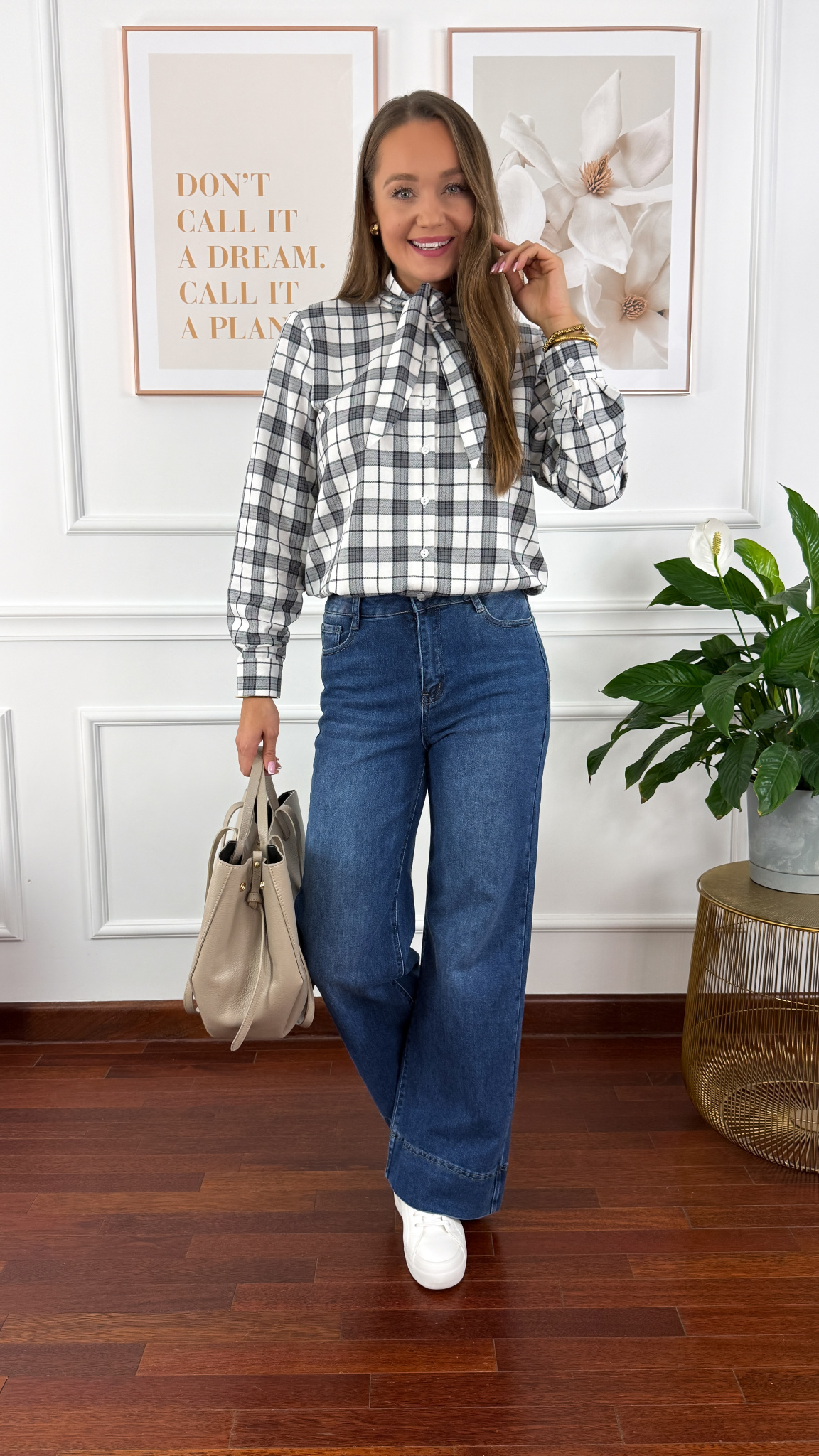 Bawełniana koszula w kratę Ferni biała