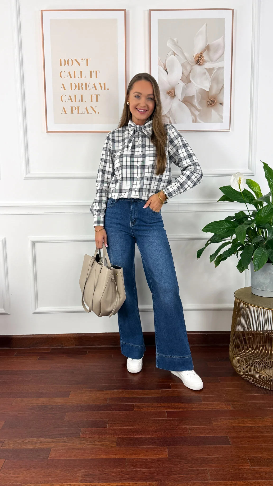 Bawełniana koszula w kratę Ferni biała