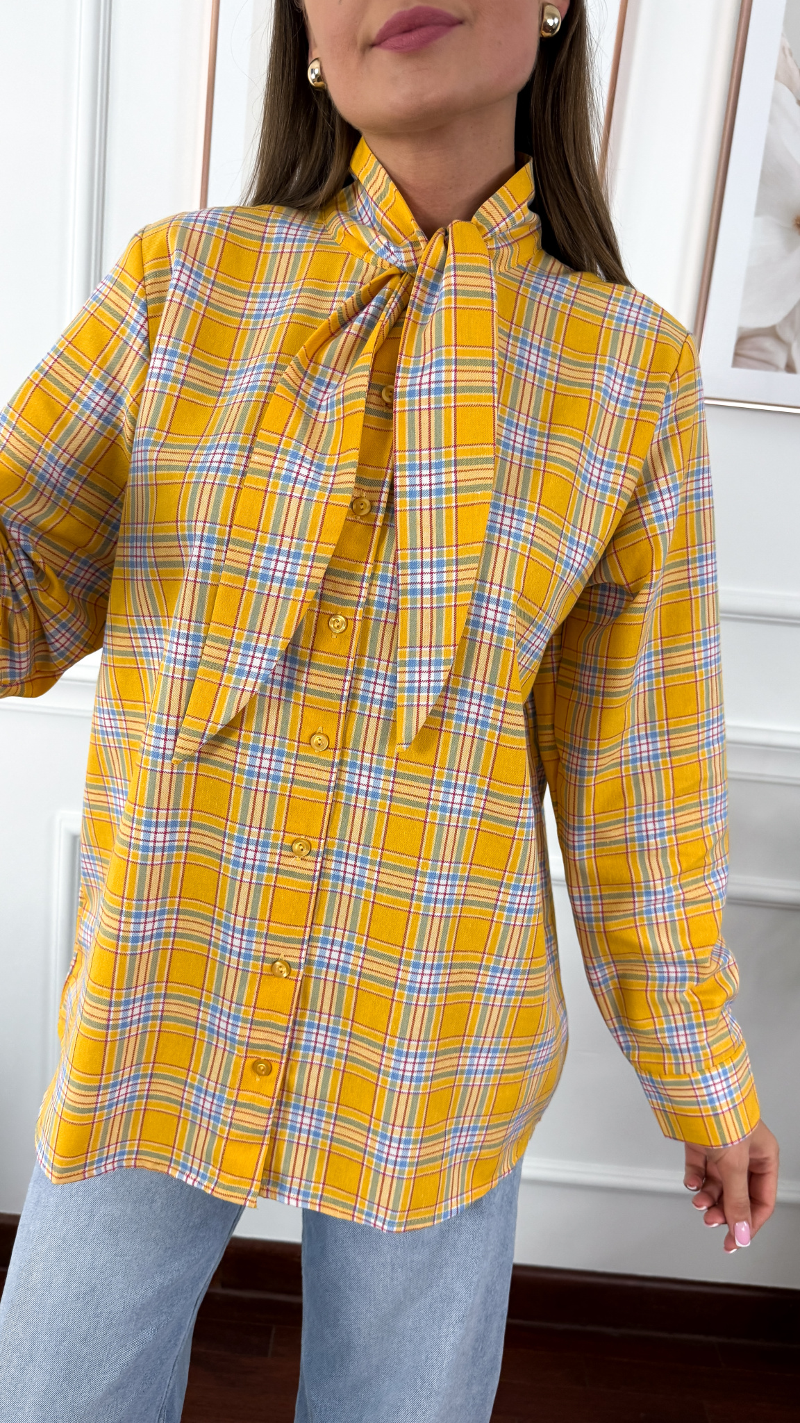 Bawełniana koszula w kratę Ferni żółta