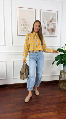 Bawełniana koszula w kratę Ferni żółta