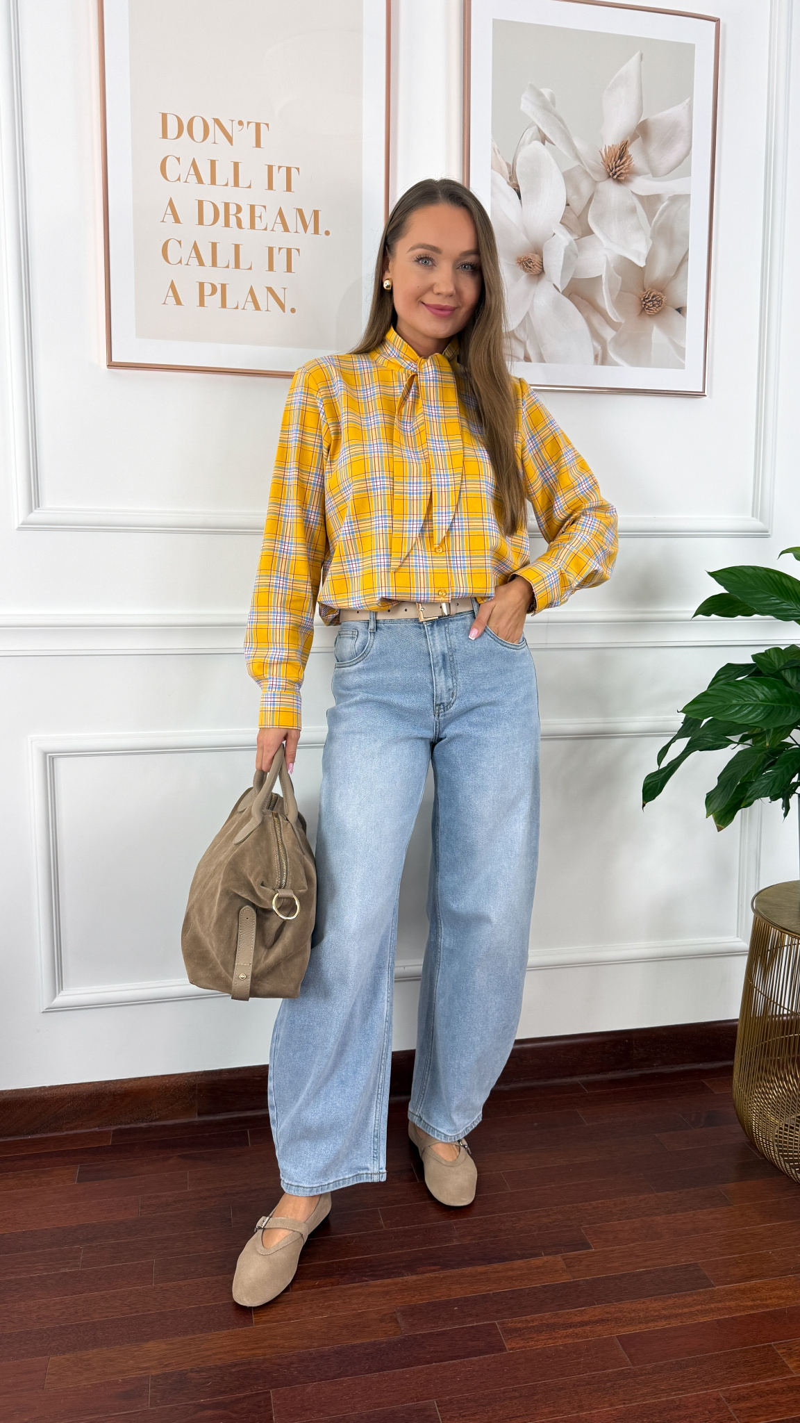 Spodnie Glisa barrel fit jasny denim