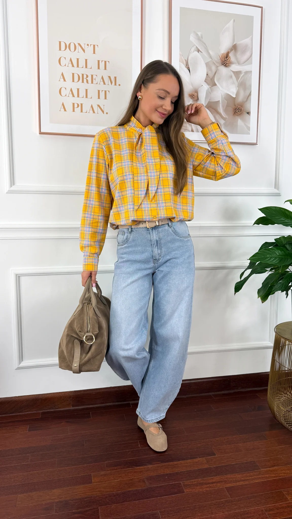 Spodnie Glisa barrel fit jasny denim