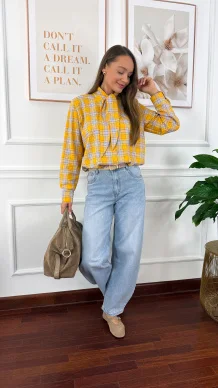 Spodnie Glisa barrel fit jasny denim