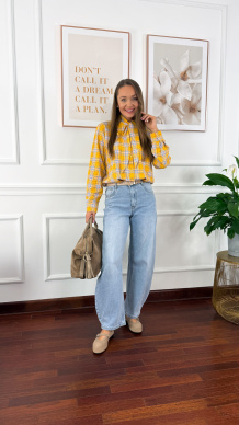 Spodnie Glisa barrel fit jasny denim