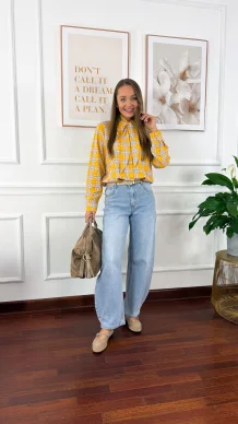 Spodnie Glisa barrel fit jasny denim