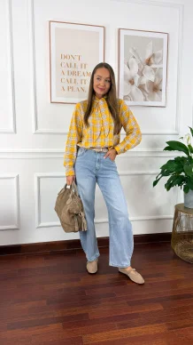 Spodnie Glisa barrel fit jasny denim