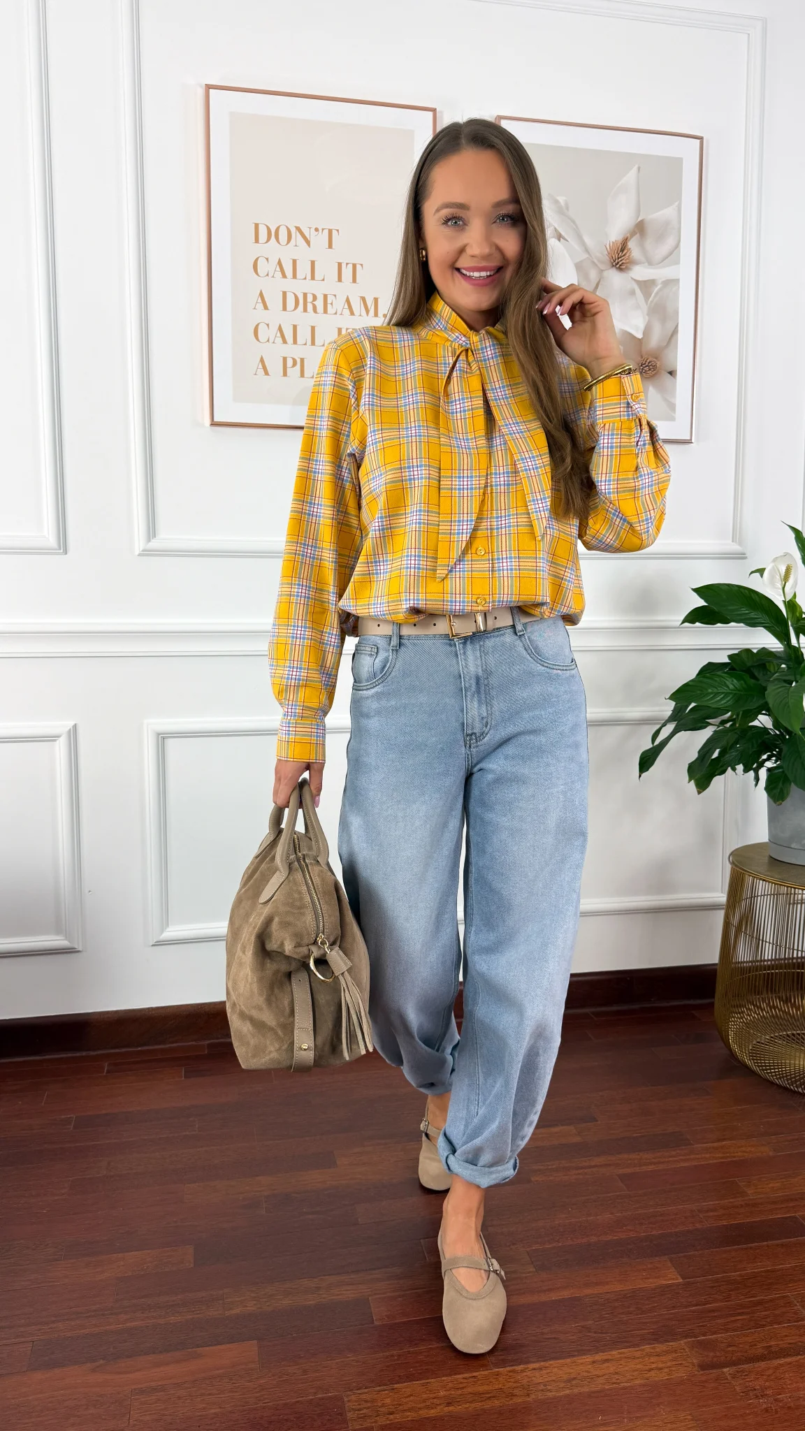 Spodnie Glisa barrel fit jasny denim