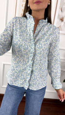 Bawełniana koszula w kwiaty Delia błekitna