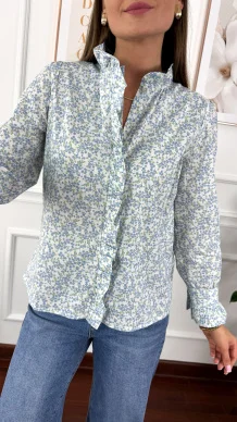 Bawełniana koszula w kwiaty Delia błekitna