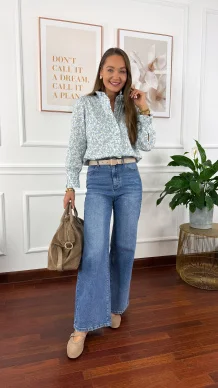 Bawełniana koszula w kwiaty Delia błekitna