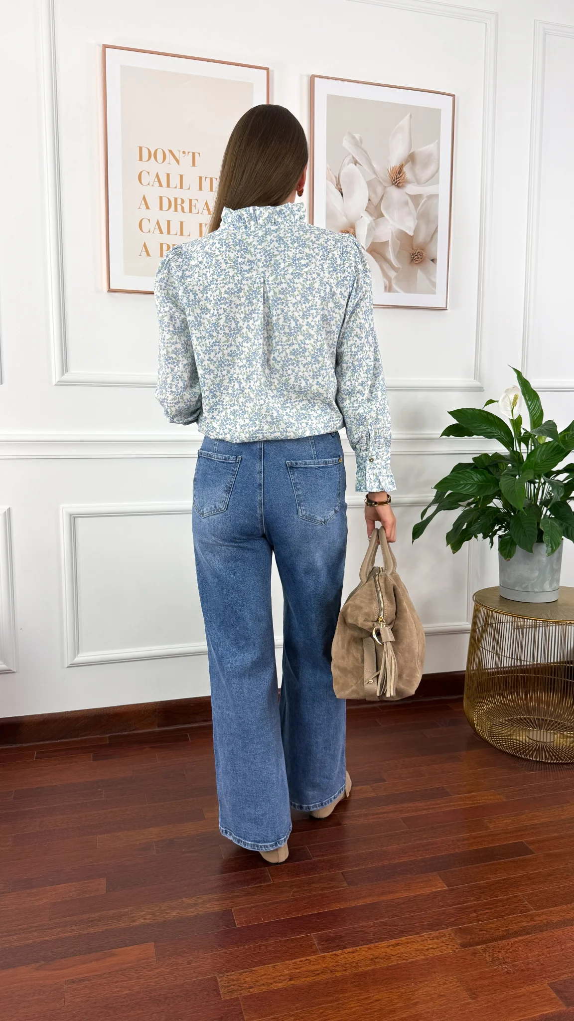 Bawełniana koszula w kwiaty Delia błekitna