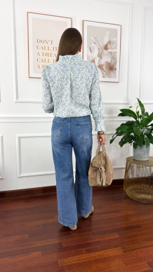 Bawełniana koszula w kwiaty Delia błekitna