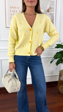 Kardigan w serduszka Verona żółty