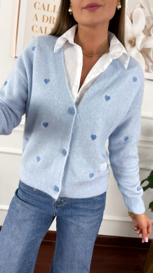 Kardigan w serduszka Verona niebieski