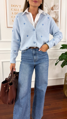 Kardigan w serduszka Verona niebieski