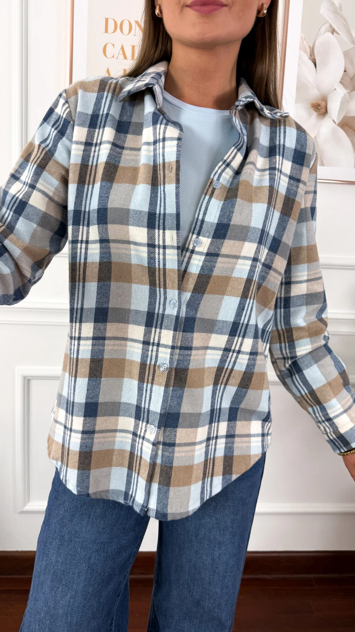 Koszula w kratę Grina niebiesko-błękitna