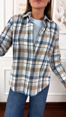 Koszula w kratę Grina niebiesko-błękitna