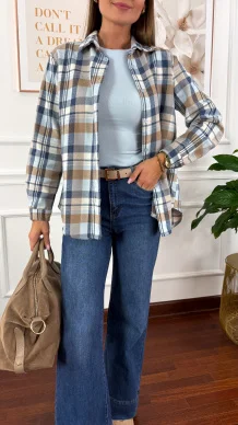 Koszula w kratę Grina niebiesko-błękitna