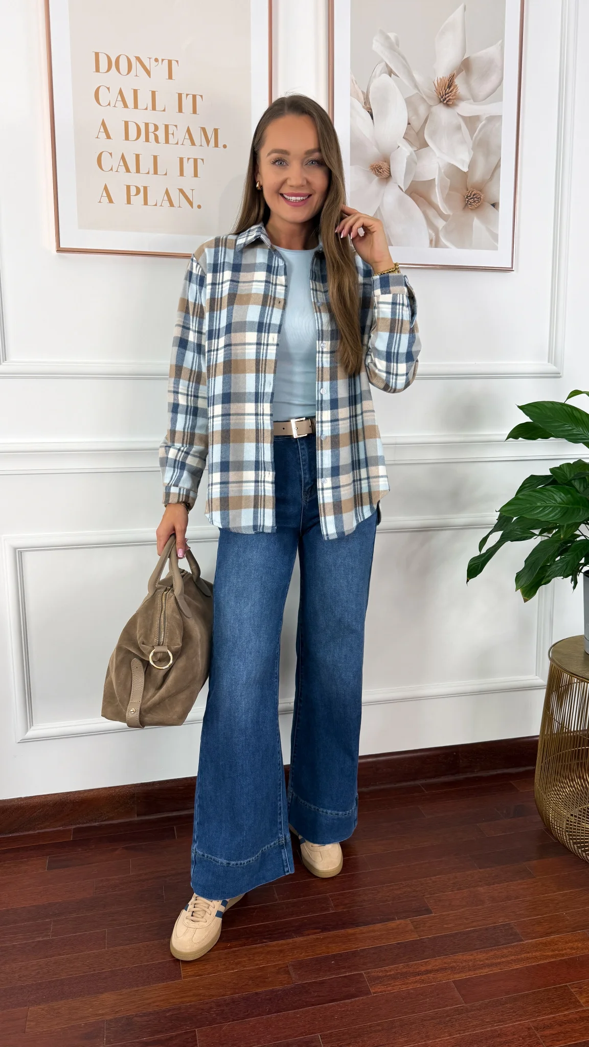 Koszula w kratę Grina niebiesko-błękitna