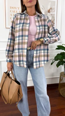 Koszula w kratę Grina niebiesko-różowa