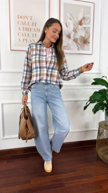 Koszula w kratę Grina niebiesko-różowa