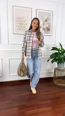 Koszula w kratę Grina niebiesko-różowa