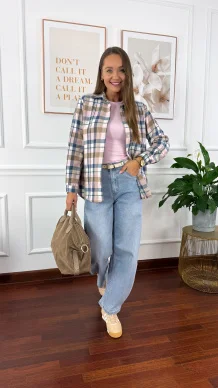 Koszula w kratę Grina niebiesko-różowa