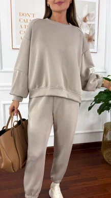 Wiskozowy komplet dresowy Tilda beżowy