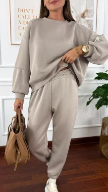 Wiskozowy komplet dresowy Tilda beżowy