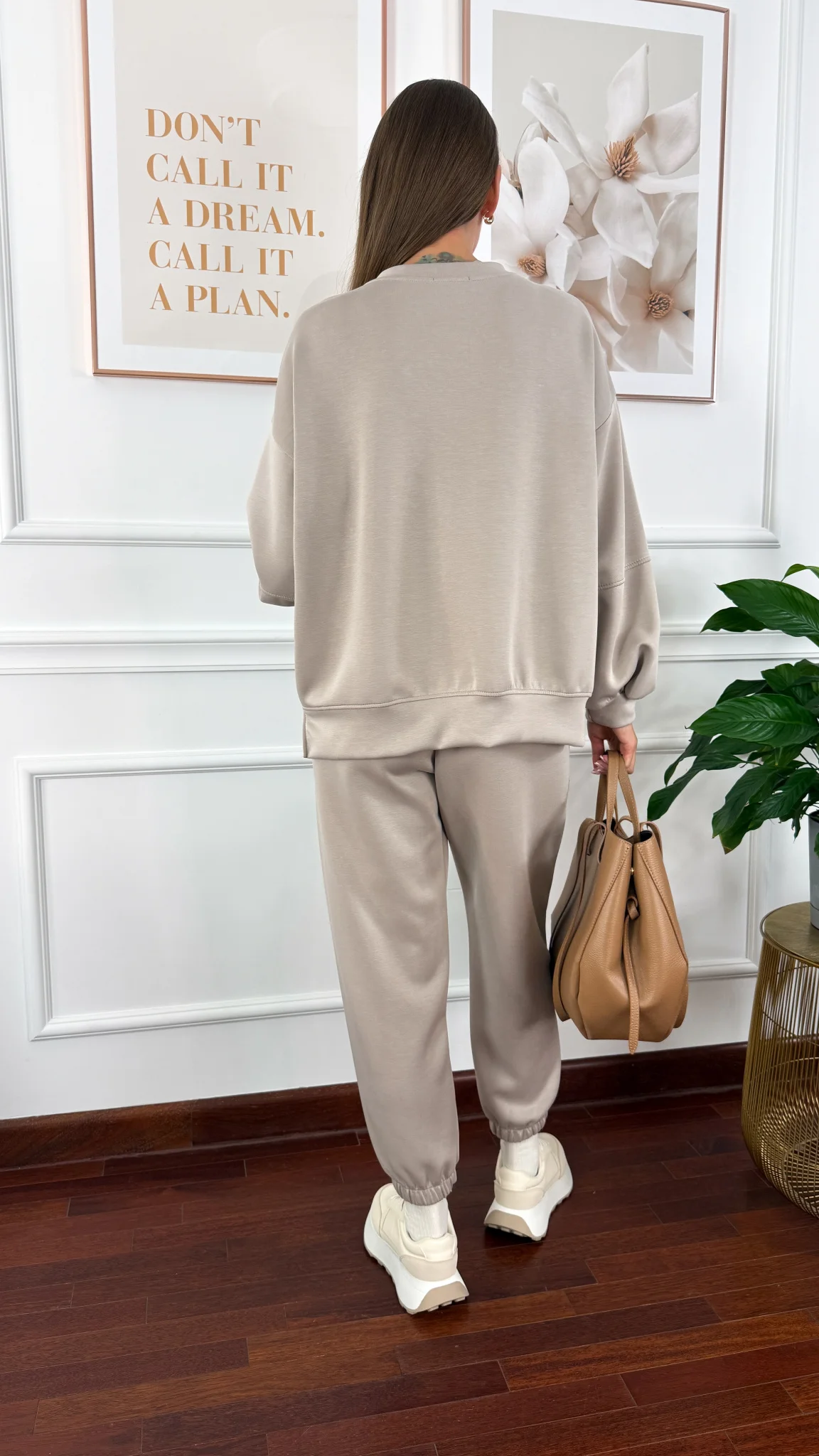 Wiskozowy komplet dresowy Tilda beżowy