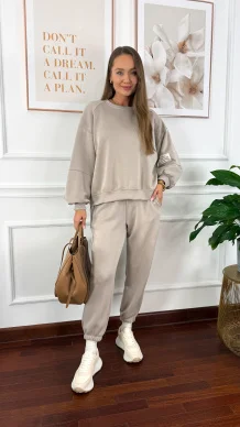 Wiskozowy komplet dresowy Tilda beżowy