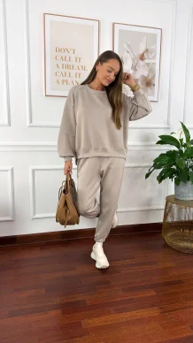 Wiskozowy komplet dresowy Tilda beżowy