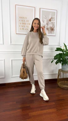 Wiskozowy komplet dresowy Tilda beżowy