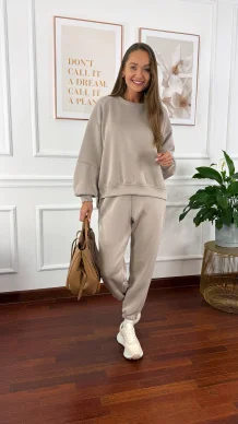 Wiskozowy komplet dresowy Tilda beżowy