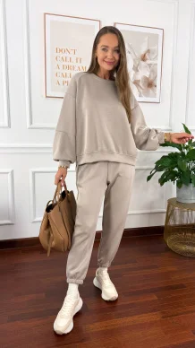 Wiskozowy komplet dresowy Tilda beżowy