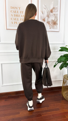 Wiskozowy komplet dresowy Tilda czekoladowy