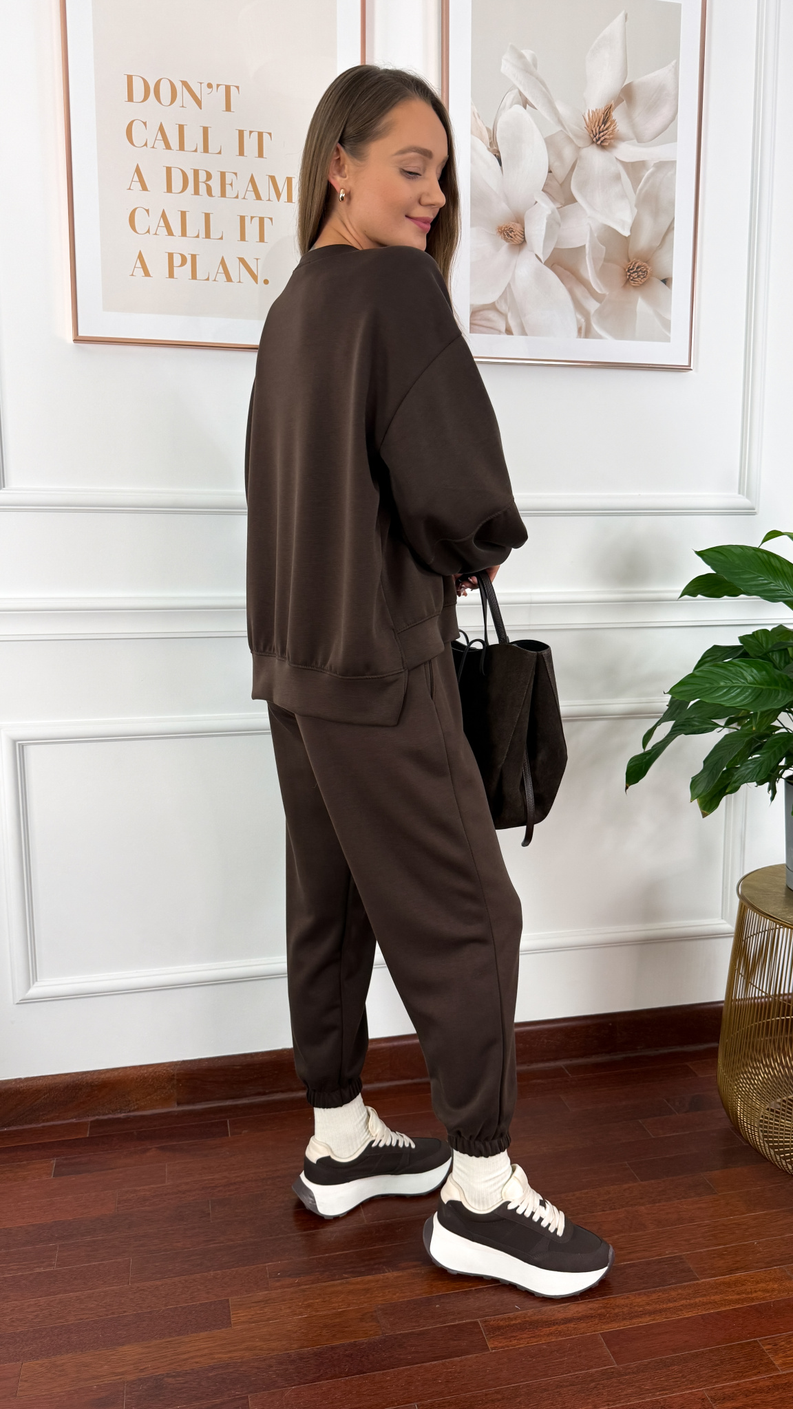 Wiskozowy komplet dresowy Tilda czekoladowy