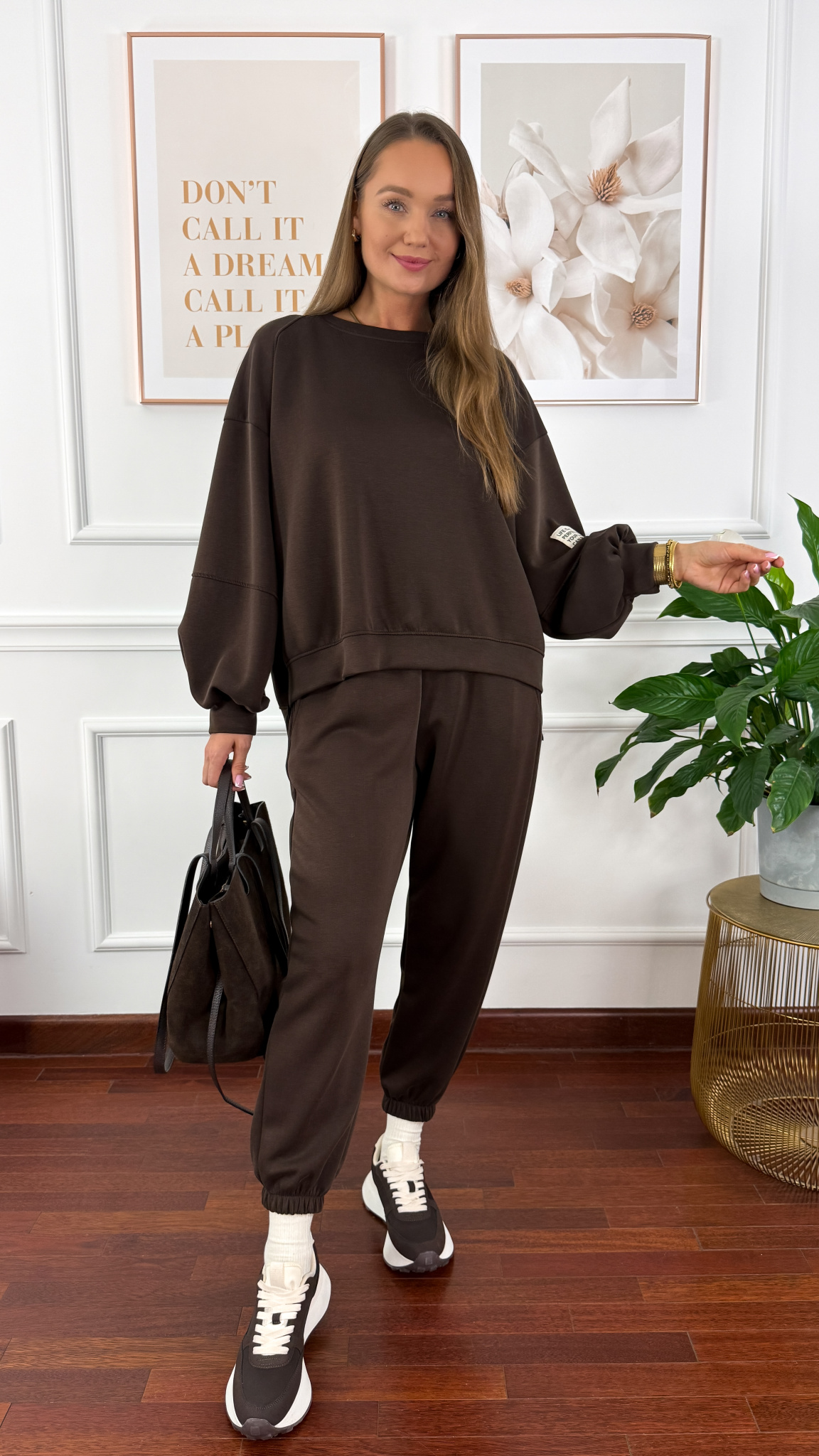 Wiskozowy komplet dresowy Tilda czekoladowy