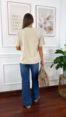 Bawełniana t-shirt Soho beżowy