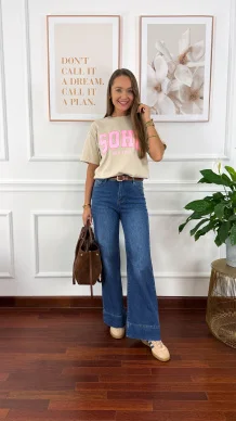 Bawełniana t-shirt Soho beżowy