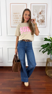 Bawełniana t-shirt Soho beżowy