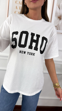 Bawełniana t-shirt Soho biało-czarny