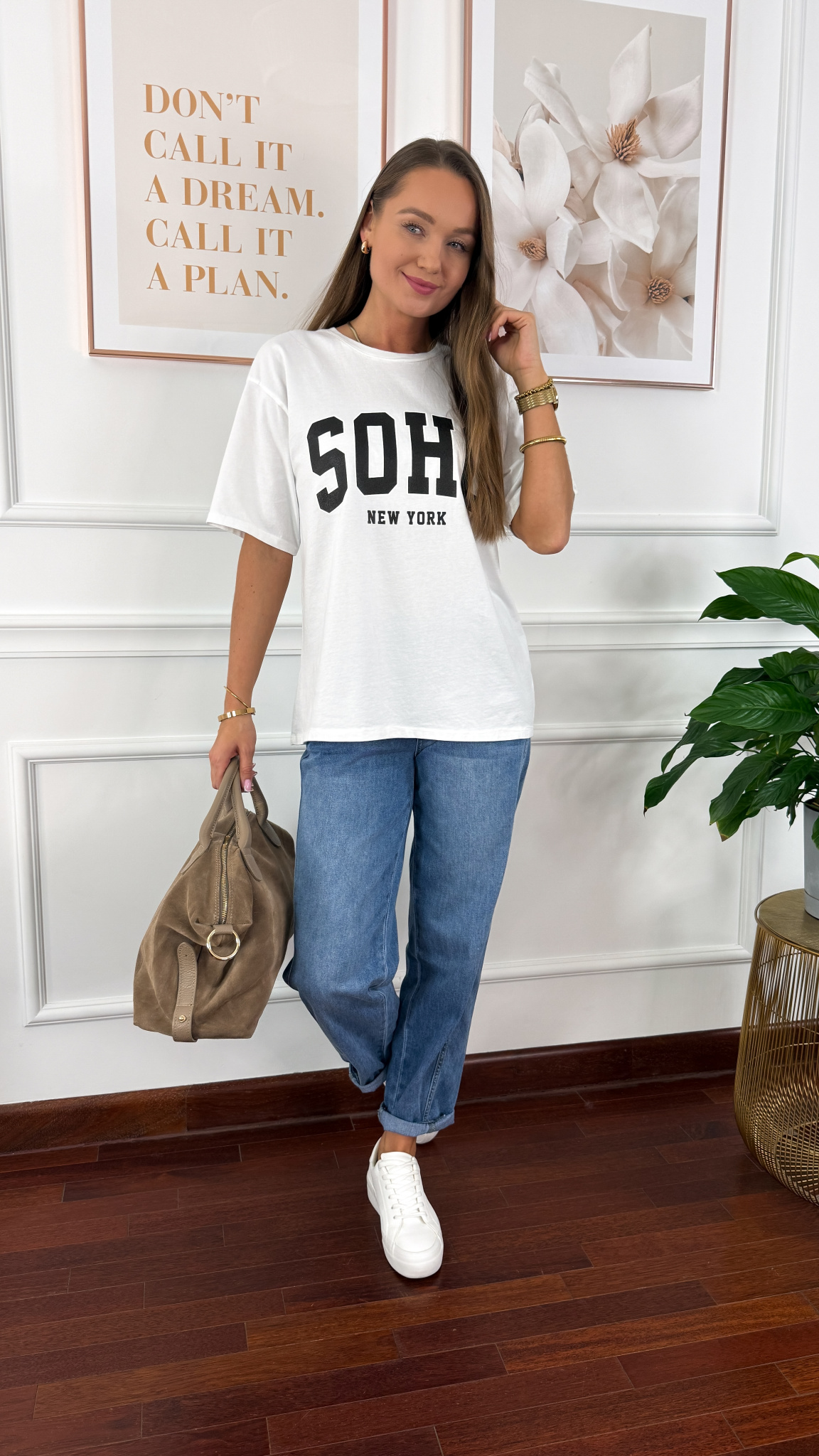 Bawełniana t-shirt Soho biało-czarny