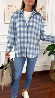 Koszula w kratę Silvia błękitna