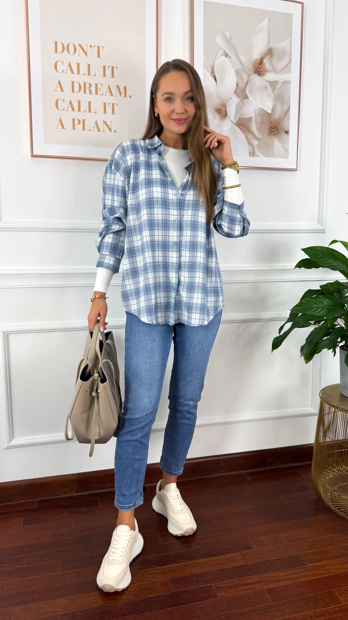 Koszula w kratę Silvia błękitna