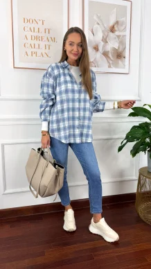 Koszula w kratę Silvia błękitna