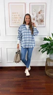 Koszula w kratę Silvia błękitna